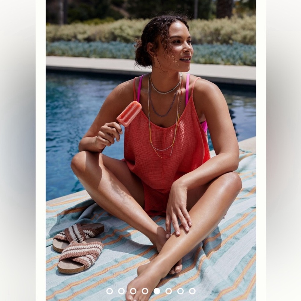 NWT Daily Practice by Anthropologie Gauzy Lounge Romper // size L // teaberry